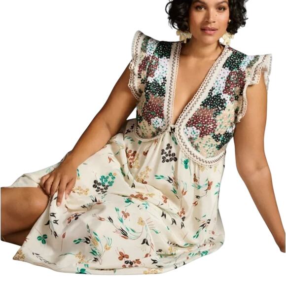 Anthropologie Printed V-Neck Maxi Dress Size 6 / 18.5 PTP New w/ Tag MSRP $198 - Picture 6 of 16